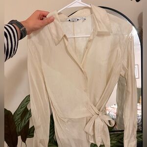 & Other Stories Cream Tie-Waist Blouse